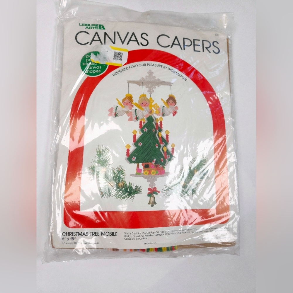 Canvas Capers Vintage Leisure Arts Christmas Tree Mobile 6" X 18" Angels & Train